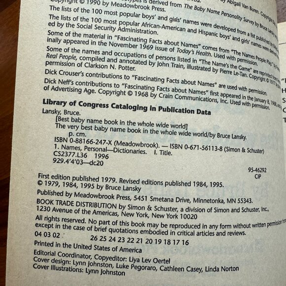 The Very Best Baby Name Book in the Whole World by Bruce Lansky - Picture 2 of 6